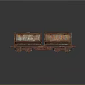 3D Model Of Rusty Functional Rail Freight Car On Tracks 3d model