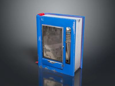 Blue Book Shaped Household Storage Box With Transparent Panel Dial And Handle 3d model