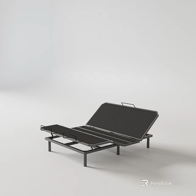 Black Metal Single Bed Frame With Foldable Design And Supportive Slats 3d model 