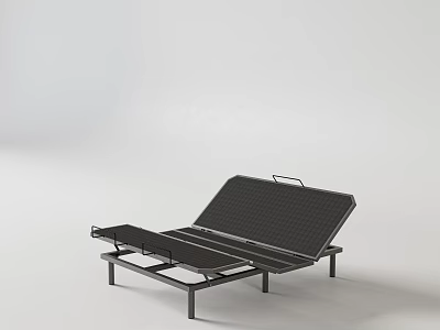 Black Metal Single Bed Frame With Foldable Design And Supportive Slats 3d model