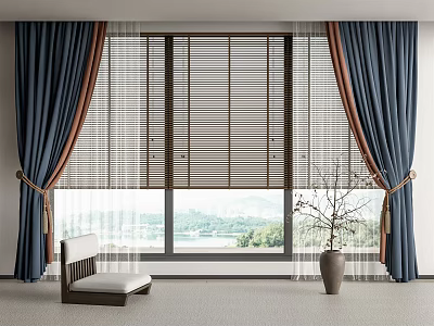 modern curtain fabric curtain venetian blinds 3d model