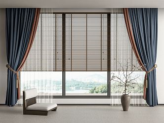 modern curtain fabric curtain venetian blinds 3d model