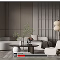 Quiet Sofa Tea Table Combination Double Sofa Single Sofa Floor Lamp 3d model