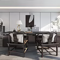 New Chinese Office Desk and Chair Manager Desk and Chair Boss Chair 3d model