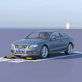 Gray Audi Sedan with Red Seats Parked in Audi Text Parking Spot 3d model