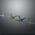 Various Colorful Airplane Toy Models Showcasing Unique Design Details In Row