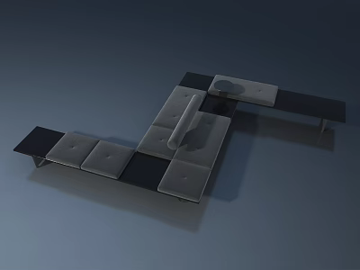 Modern Pet Cabinet Furniture With Gray Cushions And Black Functional Frame Design 3d model