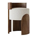 Modern Accent Chair with Walnut Wood Frame Beige Plush Cushion and Contemporary Design