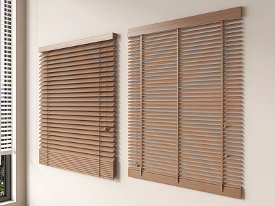 Brown Wooden Blinds Modern Wall Mounted Design For Home Windows 3d model