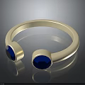 Elegant Silver Cuff Bracelet Modern Design With Two Blue Gemstones And Polished Surface