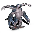 Giant Mutant Creature With Gray Blue Skin Outstretched Arms Fierce Expression And Mechanical Device