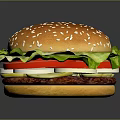 Delicious Hamburger With Sesame Seed Bun Fresh Lettuce Onion Slices And Juicy Beef Patty