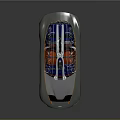 Silver Concept Sports Car with Black Stripes Orange Wheels Sleek Design and Dark Background Reflection