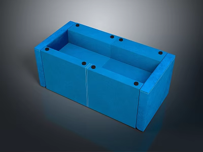 Blue Multi Compartment Storage Box For Household Organizing With Hole Design 3d model
