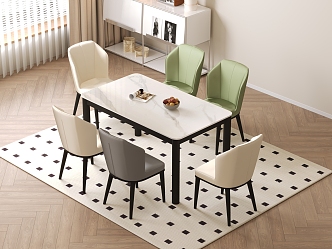 Cream Style Dining Room Furniture Dining Table and Chair 3d model