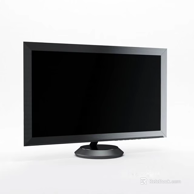 Sleek Black Computer Monitor Featuring Modern Design And Stable Stand For Home Office Use 3d model 