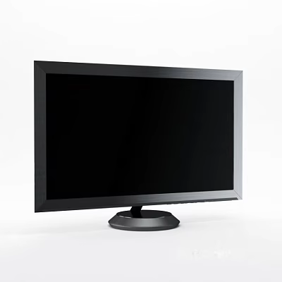 Sleek Black Computer Monitor Featuring Modern Design And Stable Stand For Home Office Use 3d model