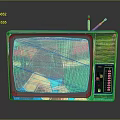 Classic Vintage Electronic Television With Colorful Casing Antenna And Reflective Screen