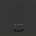 Orange Felt Billiard Table With Wooden Frame And Cue Stick Under Three Pendant Lights