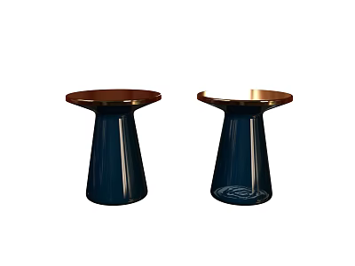 Modern Stylish Coffee Table With Dark Blue Base And Gold Top Edge Details 3d model