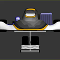 Futuristic Racing Car With Driver In Transparent Cockpit Blue Wheels And Solar Panel