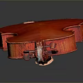 Glossy Red Violin As Household Item On Gray Background With Reflection