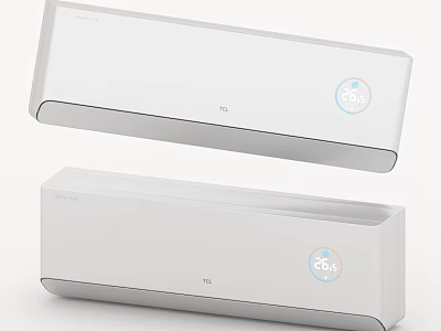 Modern White Wall Mounted Air Conditioners With Clear Temperature Display For Household Appliances 3d model