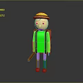 Cartoon Character With Yellow Hat Green Shirt Blue Pants Backpack And Shovel In 3D Style