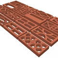 New Chinese-style red brick with carved pattern 3d model