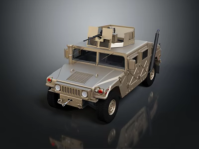 Sand Colored Armored Military Vehicle With Roof Mounted Equipment And Sturdy Design 3d model