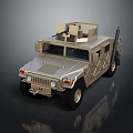 Sand Colored Armored Military Vehicle With Roof Mounted Equipment And Sturdy Design