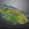 3D Terrain Landscape Featuring Green Meadows Mountains Water Areas And Roads