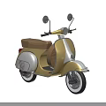 Vintage Golden Scooter With Brown Seat Rearview Mirrors And Classic Design