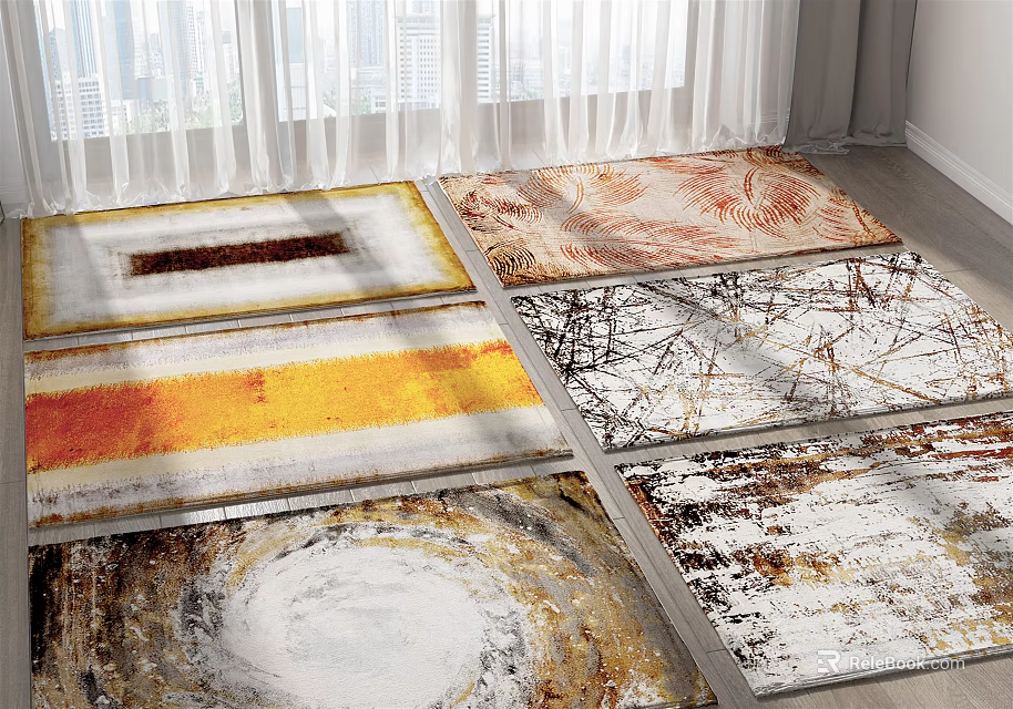 Square Rugs With Various Abstract Patterns For Living Room Home Decor 3d model 