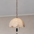 Elegant Chandelier With Beige Shade Featuring Crane Patterns And Metal Chain 3d model