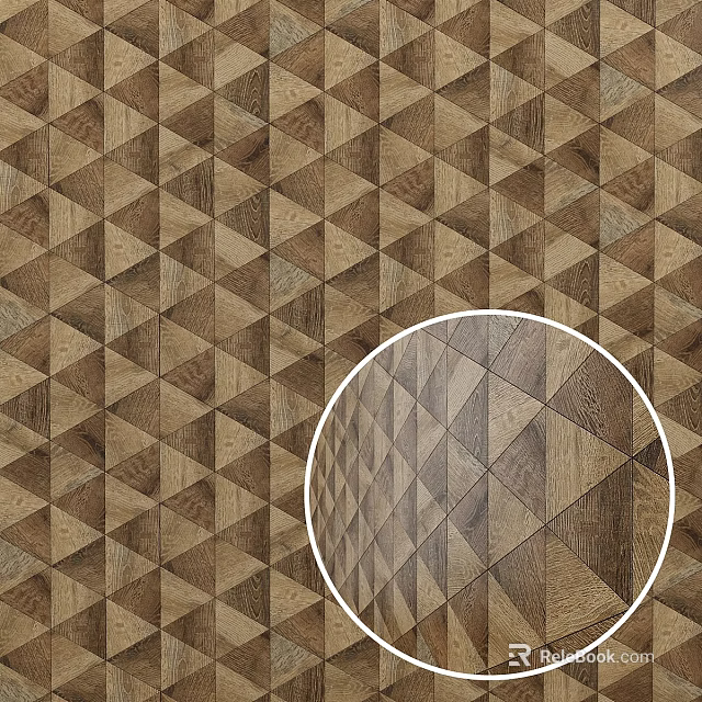 Intricate Geometric Triangular Wooden Wall Decor With Brown Wood Grain Pattern 3d model 
