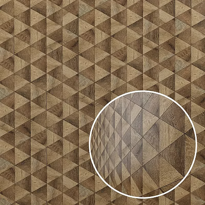 Intricate Geometric Triangular Wooden Wall Decor With Brown Wood Grain Pattern 3d model