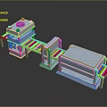 3D Rendered Industrial Machinery Model With Blue Structures And Conveyor Belt