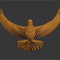 Orange Eagle Sculpture with Spread Wings on Gray Background with Reflection 3d model