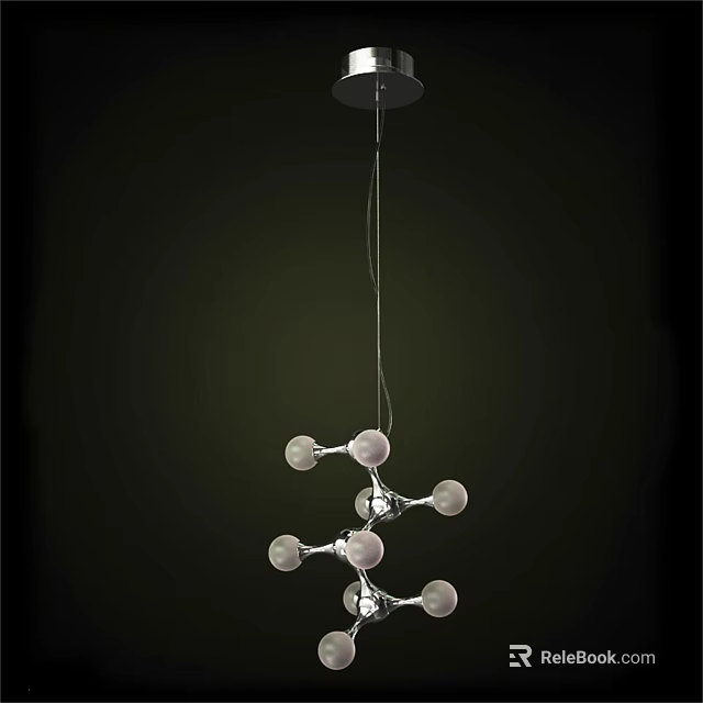 Elegant Modern Chandelier Design With Glass Balls And Metallic Hanging Structure 3d model 