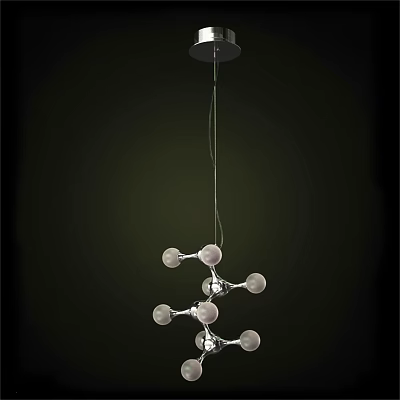 Elegant Modern Chandelier Design With Glass Balls And Metallic Hanging Structure 3d model