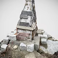 Outdoor Small Stone Brick Stove With Stacked Bricks Stone Base And Round Opening