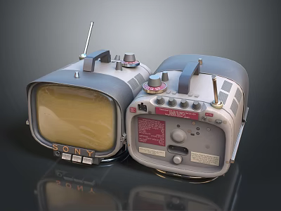 Two Vintage Digital Devices With Antennas Knobs And Control Panels 3d model