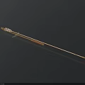 Traditional Arrow Weapon with Brown Shaft Metal Arrowhead and Feather Fletching on Black Background