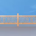 Wooden Railing With Intricate Carved Decorative Patterns And Two Section Posts Structure
