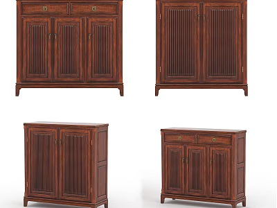 Wooden Classic Shoe Cabinet Designs With Various Styles And Storage Drawers 3d model