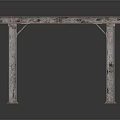 Weathered Metal Bridge Structure With Rustic Support Columns And Industrial Style 3d model