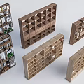 Different Modern Wooden Bookcases Featuring Open Shelves And Various Design Styles 3d model