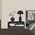 Modern Bedside Table Bedside Table Lamp Dead Branch Ornaments 3d model