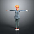 Child Character With Orange Hair And Glasses In Gray Suit Arms Outstretched